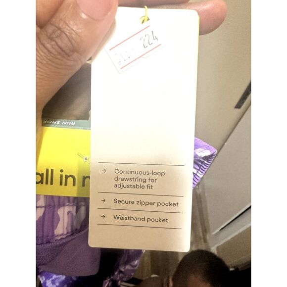 All In Motion Women’s‎ 3” Running Shorts Large Purple Leopard Zip Pocket NWT - Picture 5 of 12